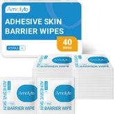 Amolyfe Skin Barrier Wipes in a hinged tin box protect adhesives on skin.