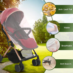 AMORBASE Stroller Mosquito Net 2-Pack attached on stroller for bug protection