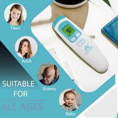 Amplim AmpMed 1-sec reading display showing fast family temperature checks