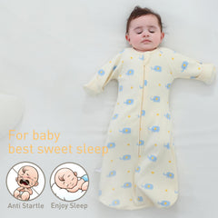 Amrcbb swaddle sleeves with mittens showing protective coverage