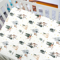 AMROSE crib sheets on mattress demonstrating snug fit and flat appearance
