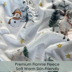 AMROSE winter woodland design crib sheets in nursery setting
