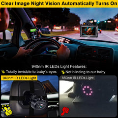 AMTIFO baby car monitor delivers sharp 1080P images for clear supervision.