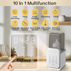 AMZBABYCHEF 10-in-1 panel shows versatile heat settings.