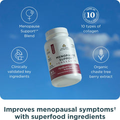 Ancient Nutrition Menopause Support powder tin ready for versatile mixing and daily use.