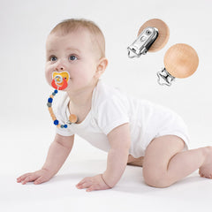 Anemeeoke pacifier clip attached to a pacifier for secure teething use