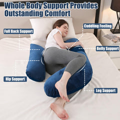 Anfrandce pregnancy pillow ergonomic curve emphasizes targeted support and comfort.