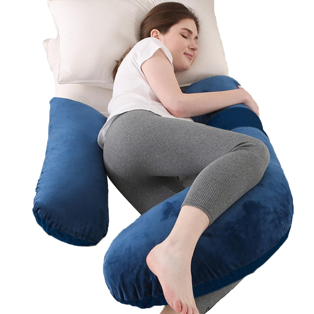 Anfrandce pregnancy pillow full-body setup supports all-night comfort and alignment.