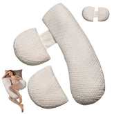 Anfrandce pregnancy pillow full body supports head to legs for comfortable sleep.