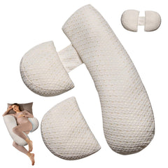 Anfrandce pregnancy pillow full body supports head to legs for comfortable sleep.
