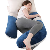 Anfrandce pregnancy pillow overview in blue and grey for restful nights