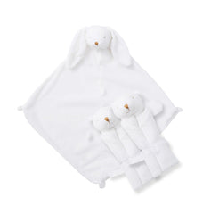 Angel Dear Three of a Kind Blankie White Bunny plush texture for cozy travels.