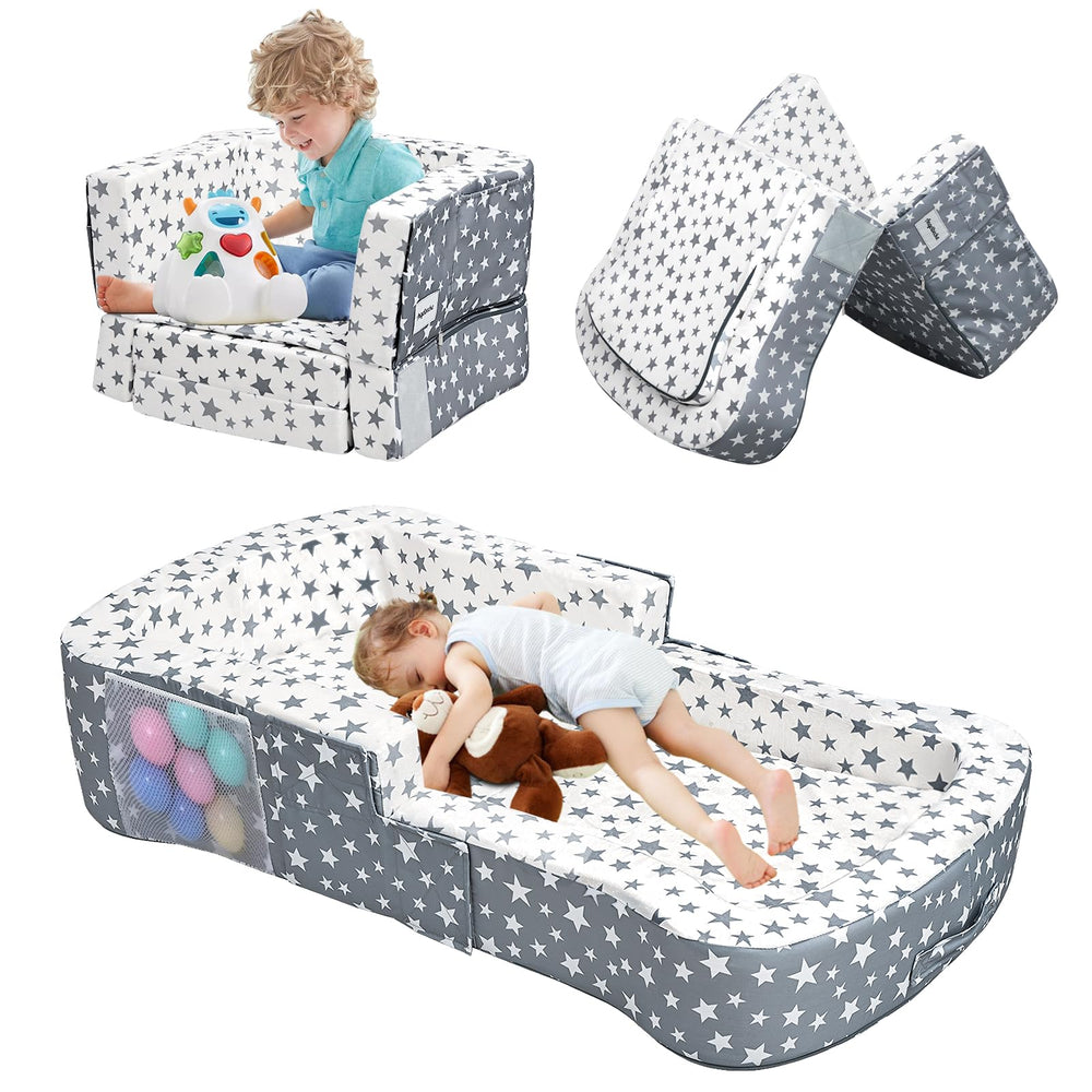 ANGELBECKE toddler travel bed with stars pattern offers cozy comfort for on-the-go naps