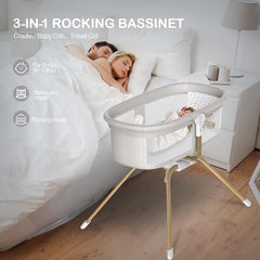 ANGELBLISS aluminum-frame bassinet ensures lightweight stability for everyday use.