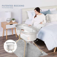 ANGELBLISS rocking mode bassinet promotes soothing rhythms for peaceful naps.