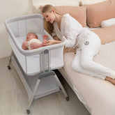 ANGELBLISS bedside sleeper in beige with compact, secure design for close sleep