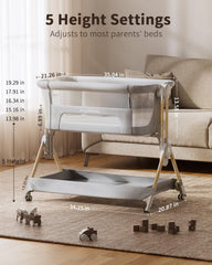 ANGELBLISS baby bassinet mesh sides provide visibility and airflow