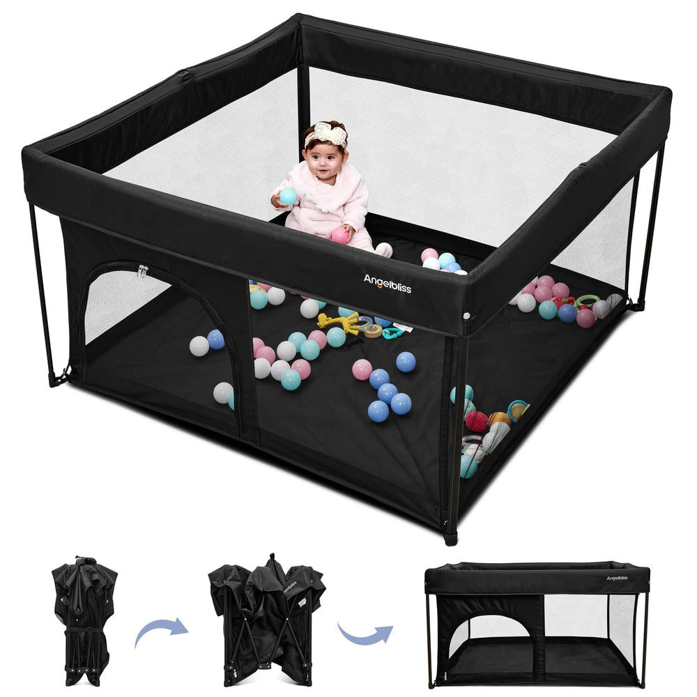 ANGELBLISS baby playpen, 50x50 foldable design enables easy setup and safe, contained play.