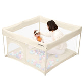 ANGELBLISS foldable playpen setup view shows tool-free assembly for busy parents.