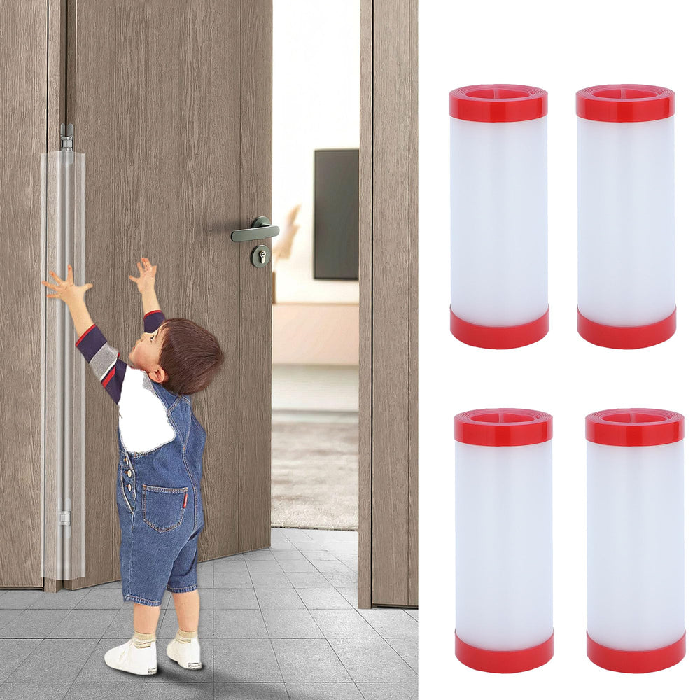 Angloria pinch guard for doors protects hinge-side gaps from finger pinching.