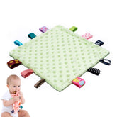 AnjeeIOT baby tags security blanket with soft textures for soothing sensory exploration.