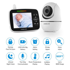 ANMEATE baby monitor 3.5-inch display for essential visuals on the go