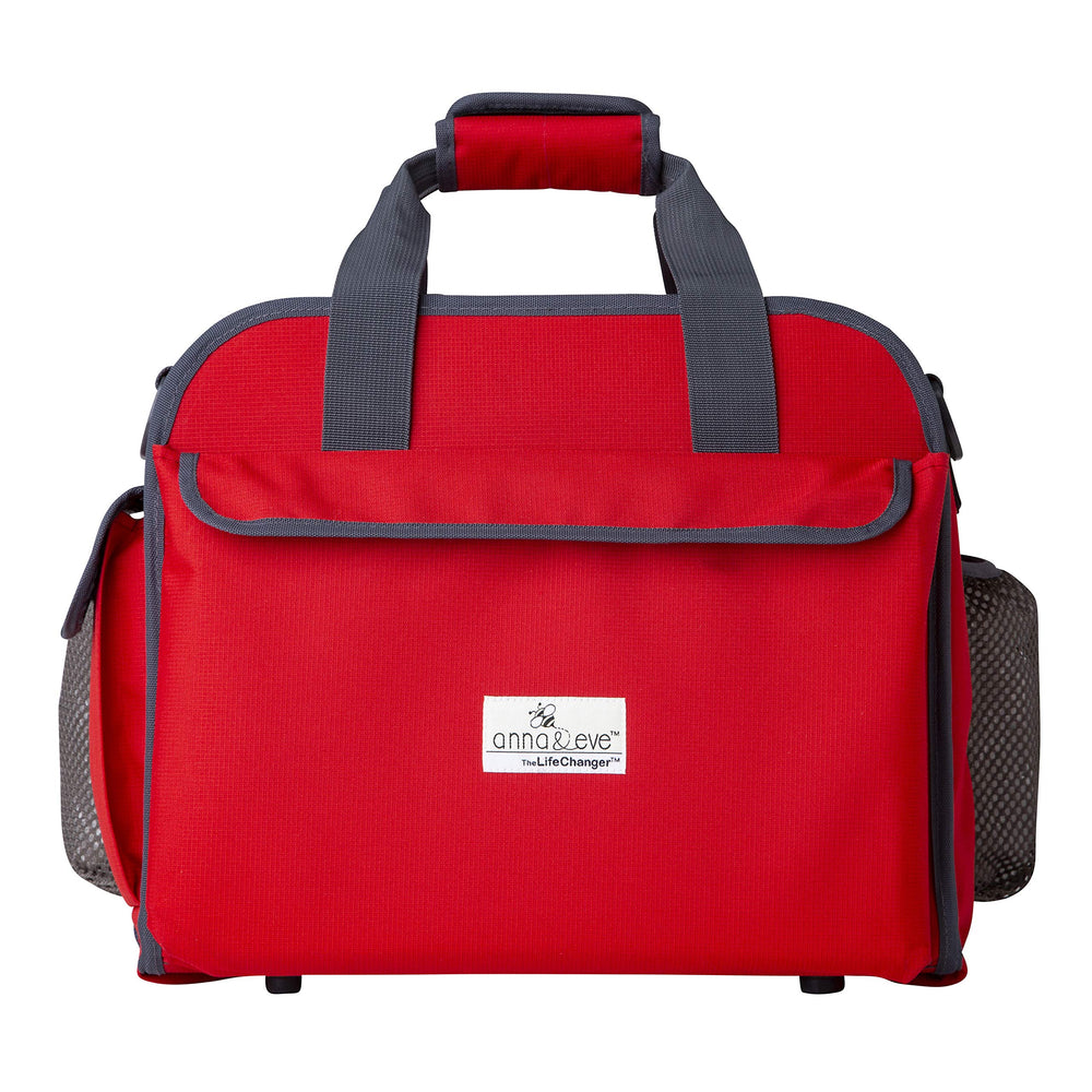 Anna & Eve Diaper Bag with Changing Station offers a quick, mess-free changing surface on the go.