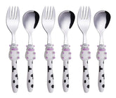 Annova Kids 6pc cow-set for kids, encouraging independent eating at meals.