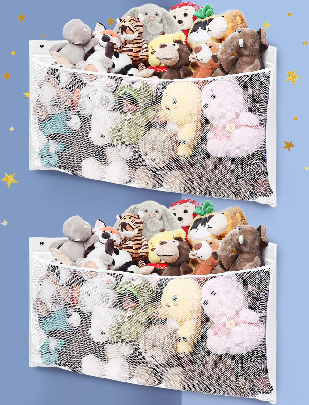 ANROYE corner-stuffed-animal storage wall hammock showcasing plush toys neatly organized