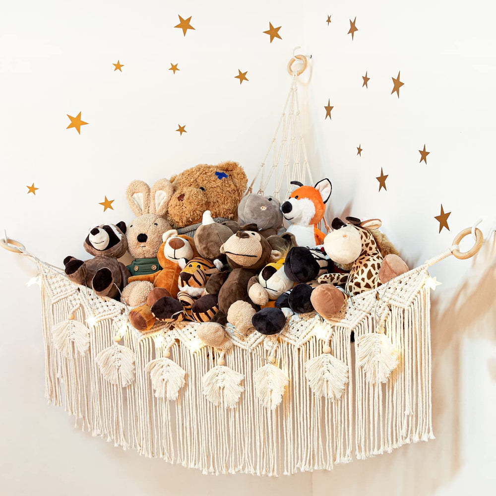 ANROYE macrame hammock with star light for organized nursery display