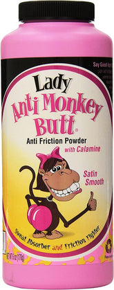 Anti Monkey Butt Lady Powder packaging showing cornstarch and calamine blend