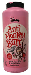 Anti Monkey Butt Lady Powder tube closeup highlights silky texture for dry comfort.