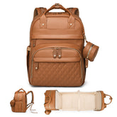 ANWTOTU leather diaper bag with changing station for effortless on-the-go diaper changes.