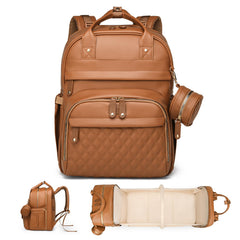 ANWTOTU leather diaper bag with changing station for effortless on-the-go diaper changes.
