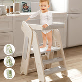 Anxeit Toddler Tower folded for compact storage and quick setup.