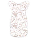 ANYEDDE Baby Transitional Swaddle Sleep Sack front view in pink rabbit design for calm sleep