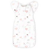ANYEDDE pink cloud transition swaddle image; promotes secure sleep for babies.