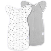 ANYEDDE 2-pack swaddle with gray stars front view showing soft cotton material for gentle sleep