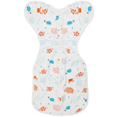 ANYEDDE Underwater World swaddle sleep sack front view showing soft cotton fabric for gentle newborn comfort