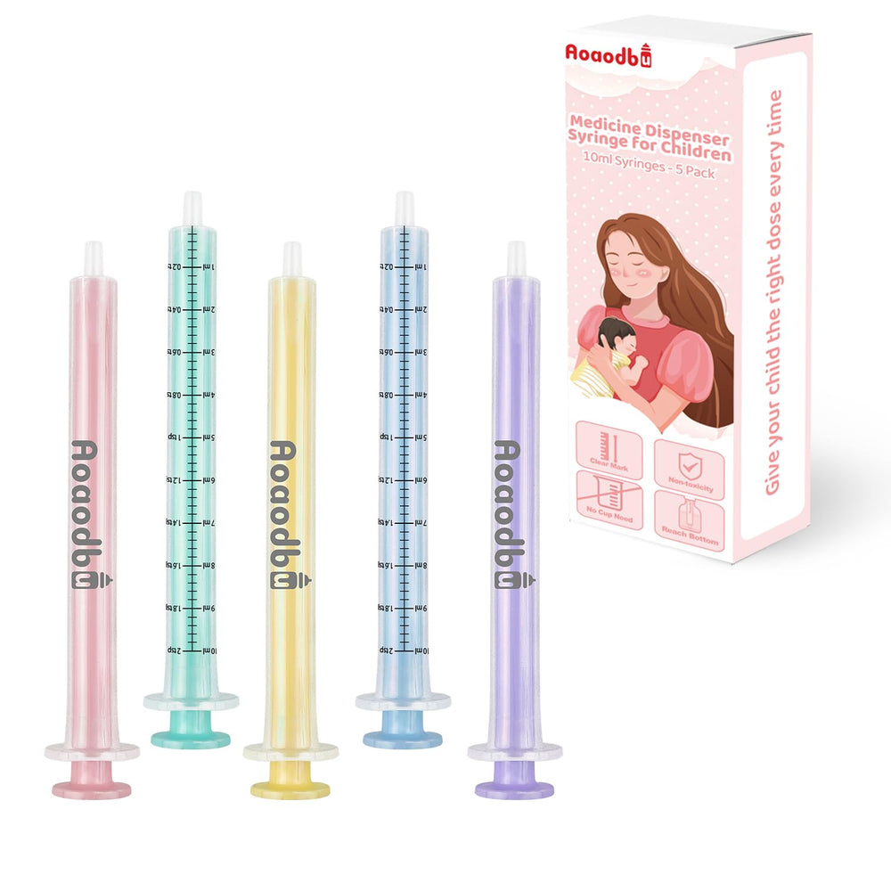 Aoaodbu five-pack of 10ml baby syringes ready for direct dosing with no transfer