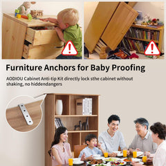 AODIOU wall anchor furniture strap secures shelves against toppling during movement.