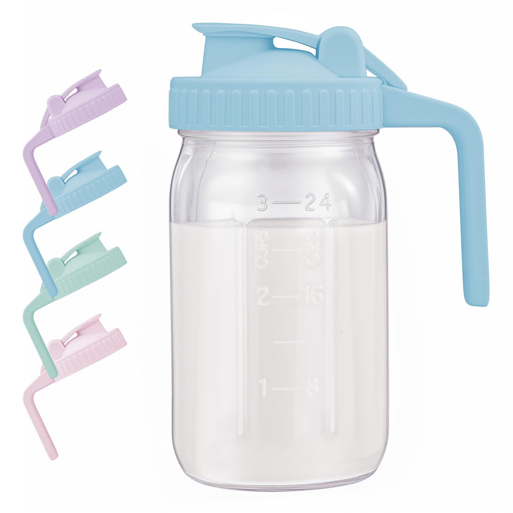 AoeJarry breast milk pitcher with pour spout for easy, clean transfers.
