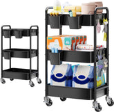 Aofure 3-Tier Diaper Caddy Cart front view highlighting accessible nursery storage.