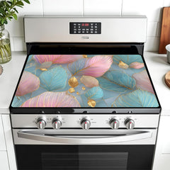 AOHMPT multi-pattern stove top cover on a stove, protecting the surface with style