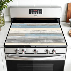 AOHMPT wood-grain stove top cover protects glass stoves with stylish durability.