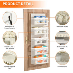 Aokeyee door organizer clear window pockets for fast item finding.