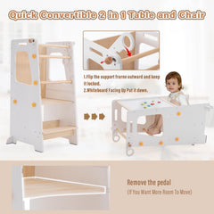 Aokkto 4-in-1 toddler kitchen tower convertible chair setup without tools.