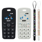 Aolso Baby teether phone beige helps with soothing gums and visual exploration.