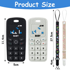 Aolso Baby teether phone black aids teething relief with bright contrast.