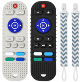 Aolso remote teether in black, safe silicone for soothing gums.